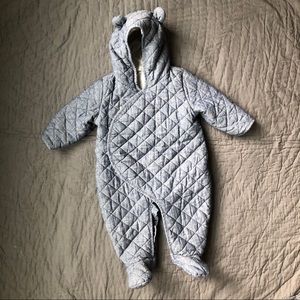 Baby Gap quilted chambray bear suit size 6-12mo